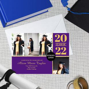 Purple and gold Grad announcement with Photos