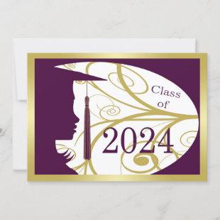 Purple and Gold Silhouette 2024 Card