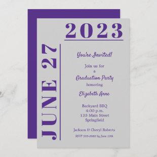 Purple and Grey Graduation Party Invitation