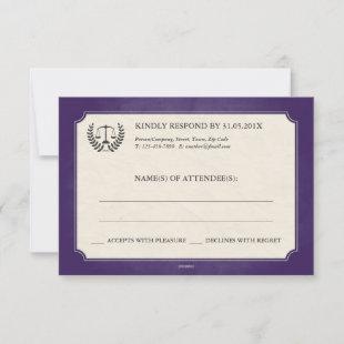 Purple and Silver Legal/Law School Graduation RSVP Invitation