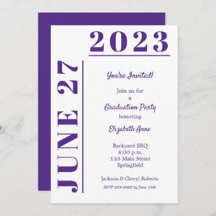 Purple and White Graduation Party Invitation