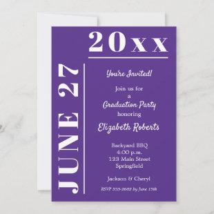 Purple and White Graduation Party Invitations