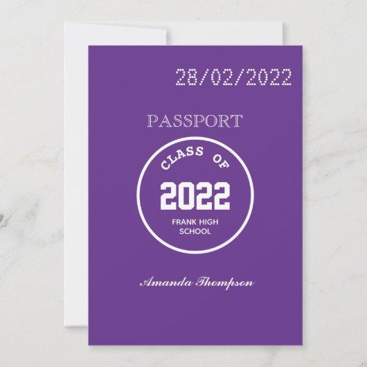 Purple and White Graduation Passport Photo Invitation