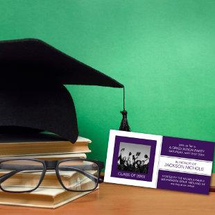Purple and White Graduation Photo Cards