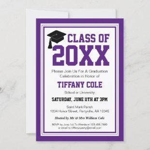 Purple and White Photo Graduation Party Invitation