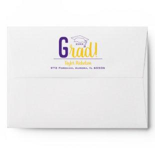 Purple and Yellow Graduation Cap Envelope