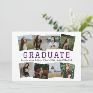 Purple Angled Eight-Photo Graduation Announcement