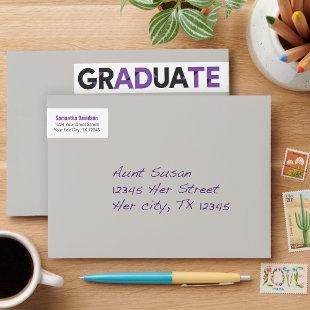 Purple Big Bold Angle-Cut Letters Graduation Wrap Around Label