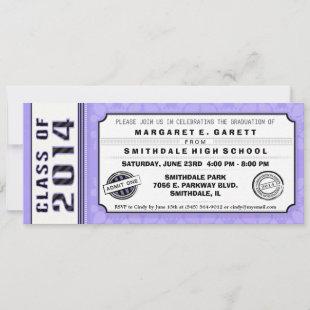 Purple & Black Graduation Party Ticket Invitation
