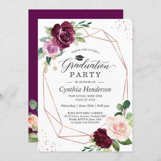 Purple Blush Floral 2023 Modern Graduation Party Invitation