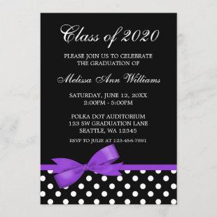 Purple Bow Polka Dots Graduation Announcement