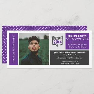 Purple Boxes & Photo Wide Graduation Invitation