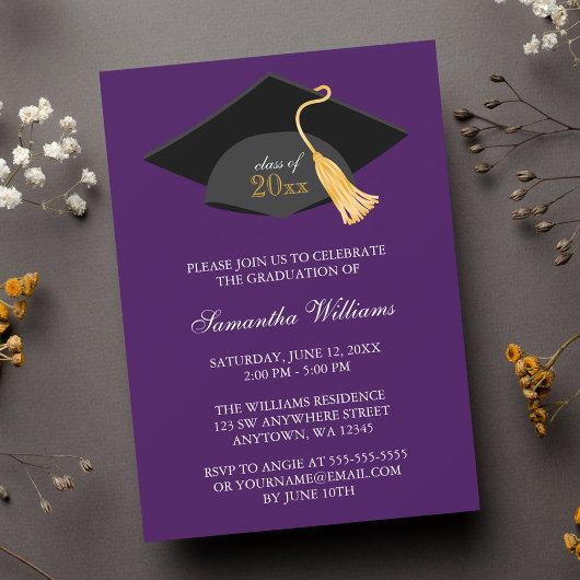 Purple Cap and Tassel Graduation Announcement