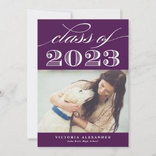 Purple Class of 2023 Classic Typography Graduation Invitation