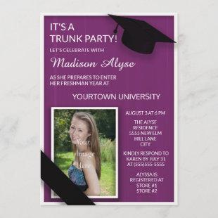 Purple College Trunk Party Photo Invitation