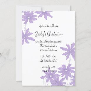 Purple Daisies Graduation Party Invitation