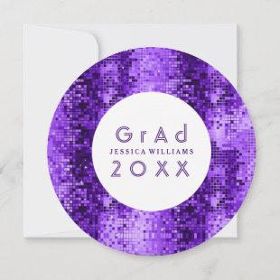 Purple Disco Glitter Grad Invitation