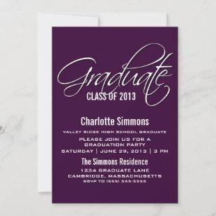 Purple Elegant Script Graduation Invite