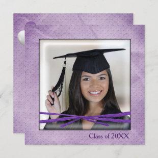 Purple embossed dot graduation photo frame invitation