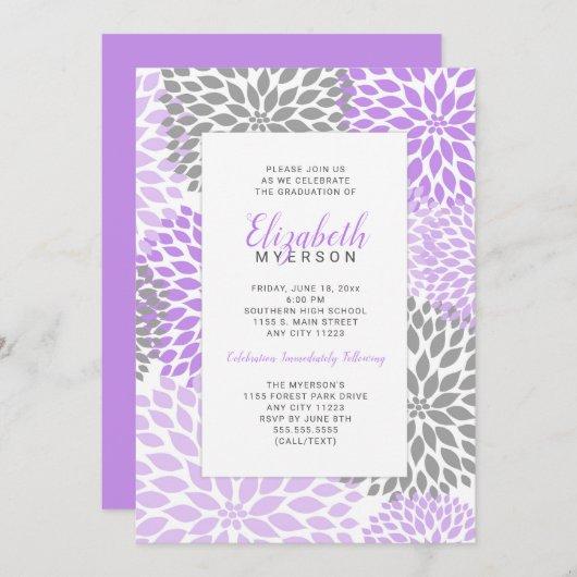 Purple Floral Graduation celebration invitations
