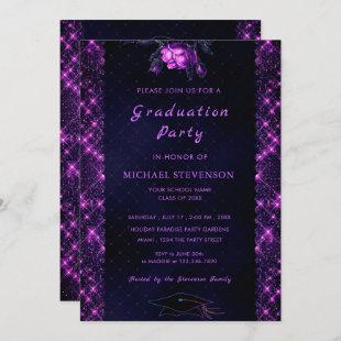 Purple Framed Elegant Graduation Party Invitation