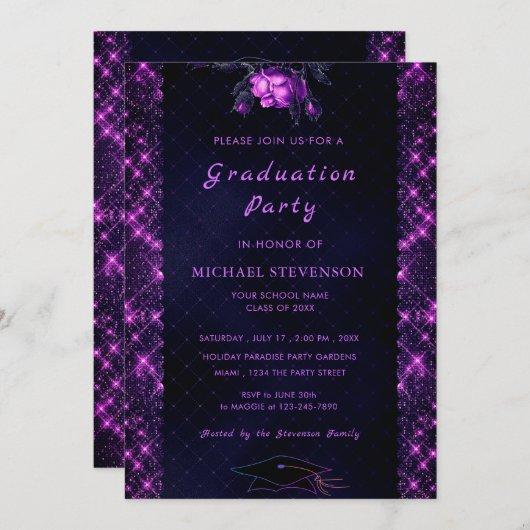 Purple Framed Elegant Graduation Party Invitation