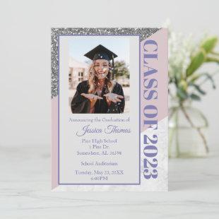 Purple Glitter 2023 Graduation Invitation