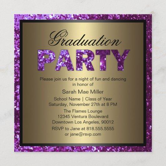 Purple Glitter Graduation Party Invitation