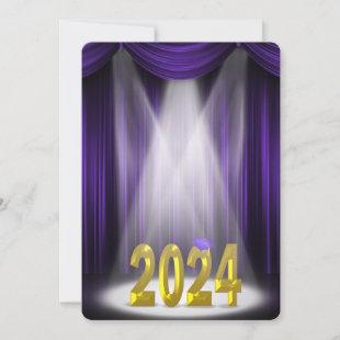 Purple & Gold 2024 Graduation in Spotlight   Invitation