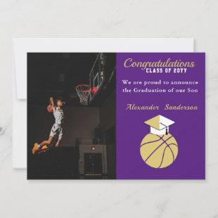 Purple Gold Basketball graduation Announcement