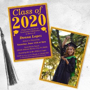 Purple Gold Class of 2023 Graduation Photo Invitation
