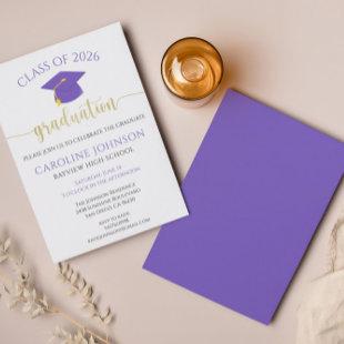 Purple & Gold Class of Graduation Party Invitation