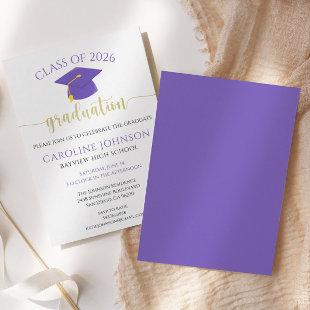 Purple & Gold Class Of Graduation Party Invitation