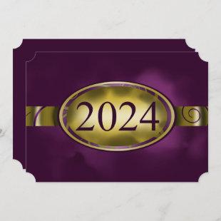 Purple Gold Floral Button 2024 Graduation Party Invitation