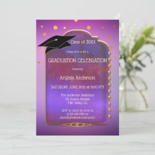 Purple Gold Magical Graduation Invitation