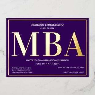 Purple Gold MBA Graduation Foil Invitation