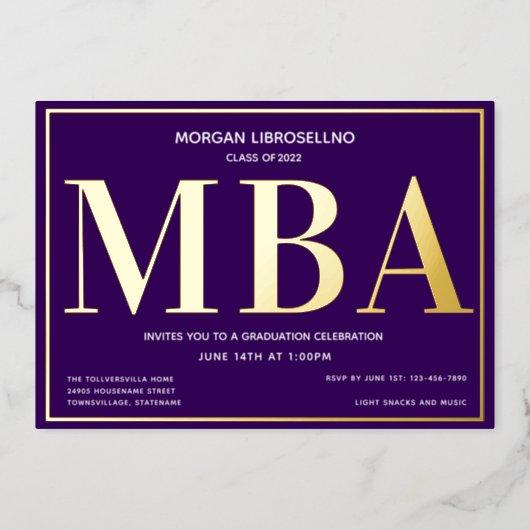 Purple Gold MBA Graduation Foil Invitation