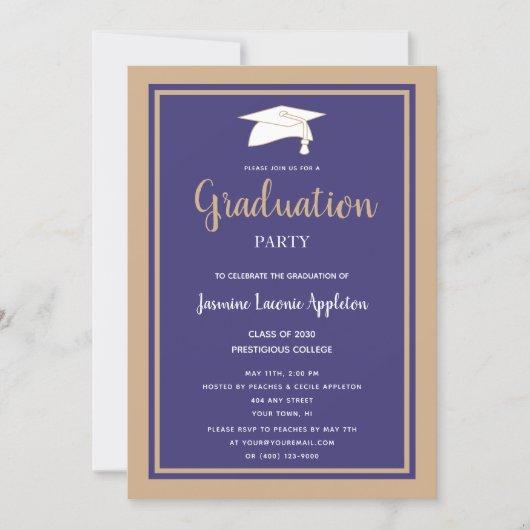 Purple Gold Modern Graduation Party Invitation