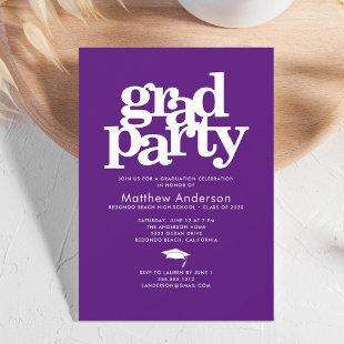 Purple grad party modern bold typography simple invitation