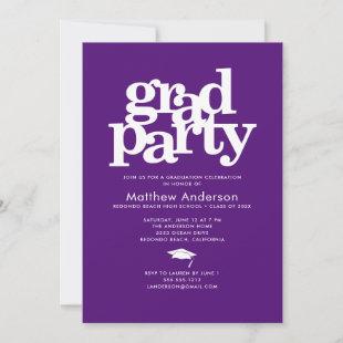 Purple grad party modern bold typography simple invitation