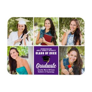 Purple Graduate Photo Collage Chic 2024 Graduation Magnet