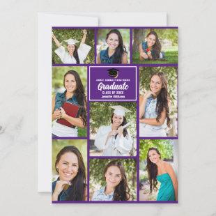 Purple Graduate Photo Collage Modern Graduation Announcement