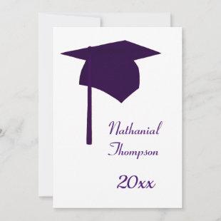Purple Graduation Cap and Tassel Invitations