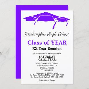 Purple Graduation Caps Class Reunion Template