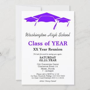 Purple Graduation Caps Class Reunion Template