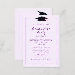 Purple Graduation Invitation Choose Color and Font