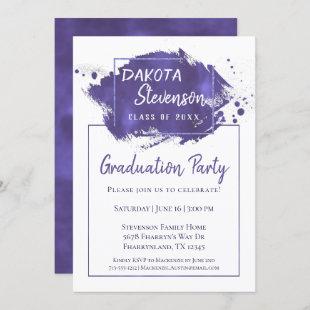 Purple Graduation | Paint Splatter Grad Year Party Invitation