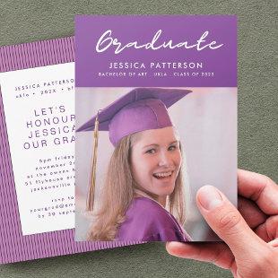 Purple Handwriting Graduate Editable Graduation Announcement