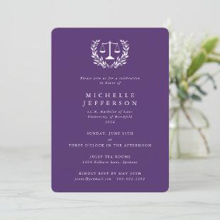 Purple Law Qualifications Laurel Wreath Invitation