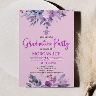 Purple Lilac Lavender Violet Plum Graduation Party Invitation